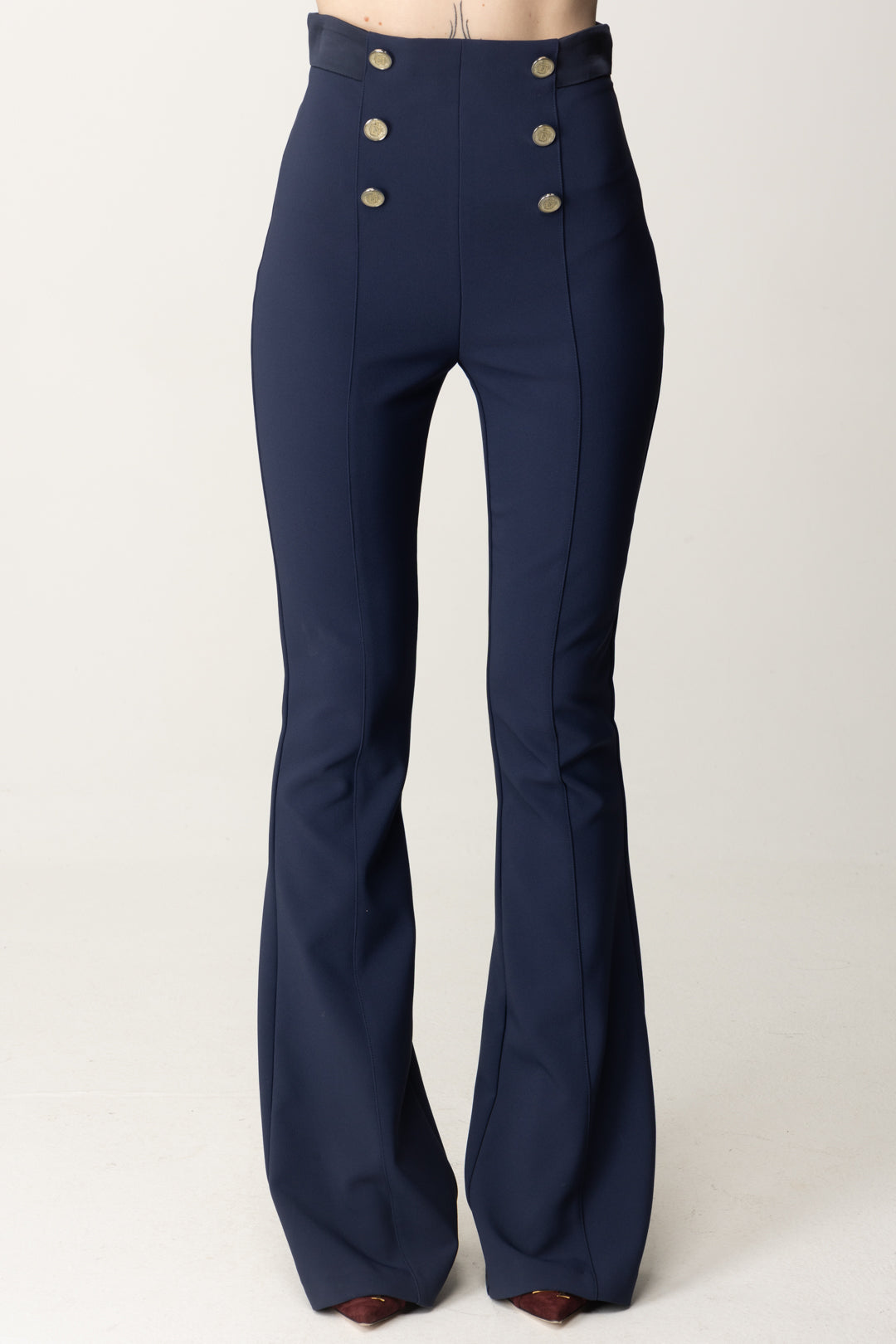 Pantalon évasé avec bande en satin