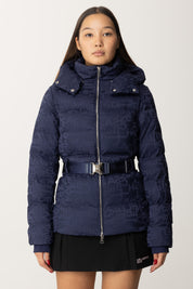 Nylon Jacquard Down Jacket with Belt