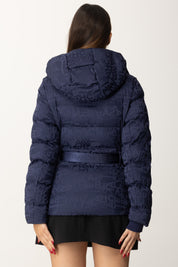 Nylon Jacquard Down Jacket with Belt