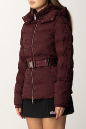 Nylon Jacquard Down Jacket with Belt