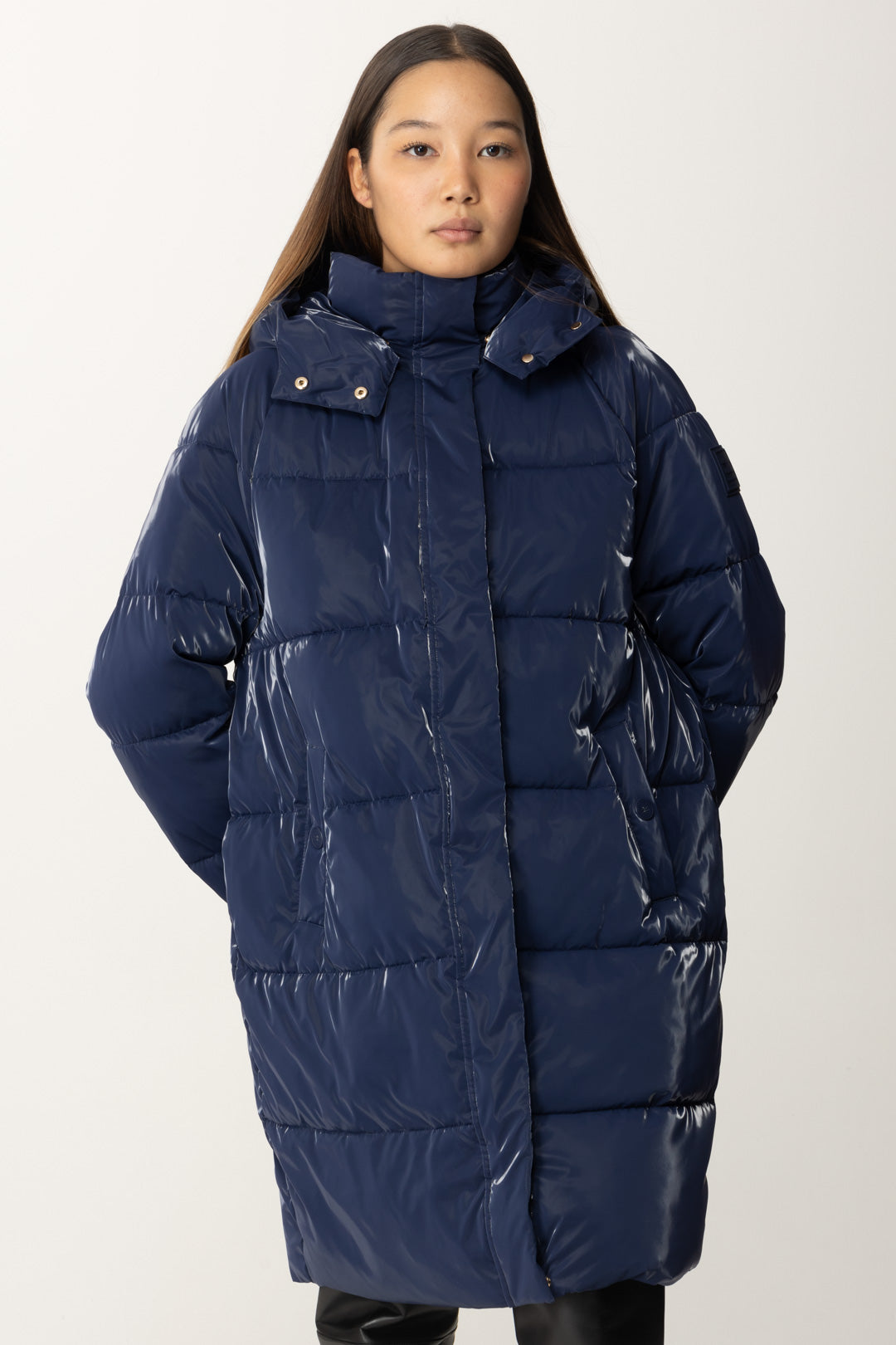 Anorak largo de nailon satinado