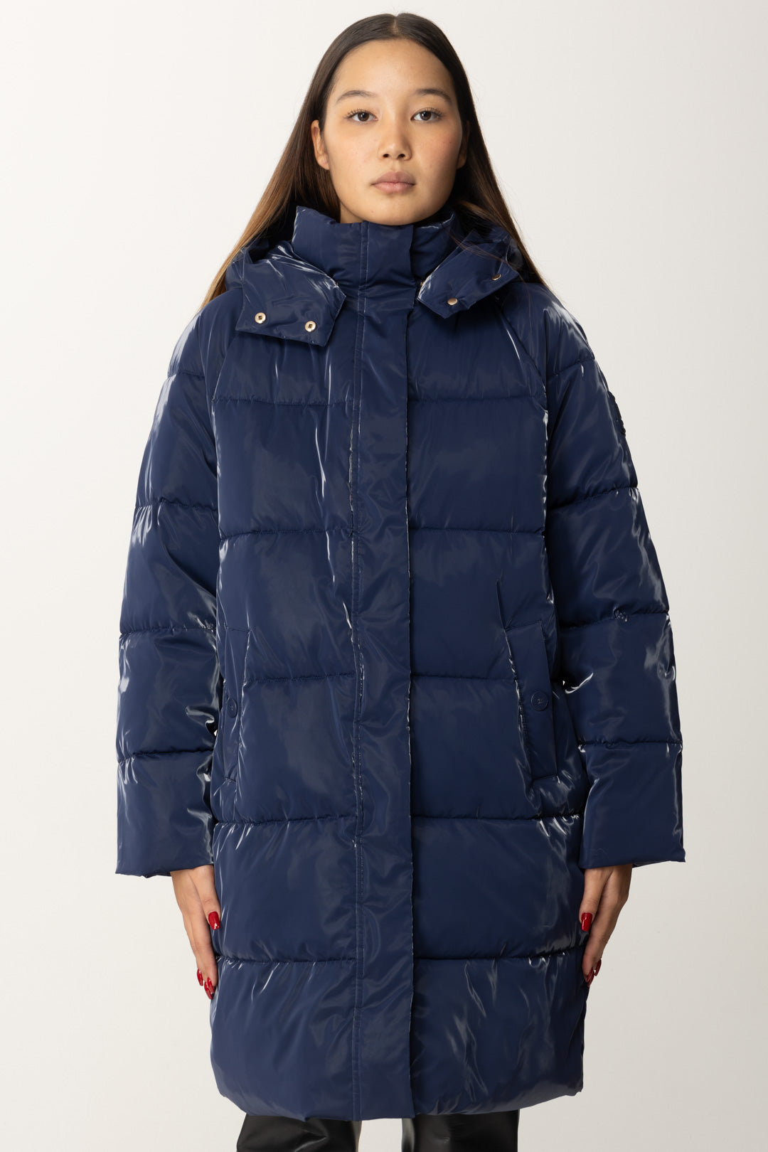 Anorak largo de nailon satinado