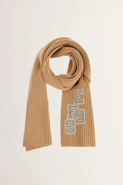 College Style Patch Ribbed Wool Scarf