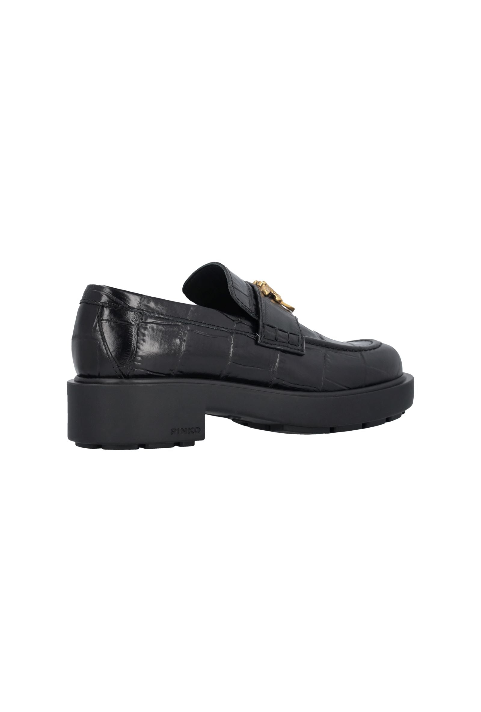 Loafer in Kroko-Optik mit Logo