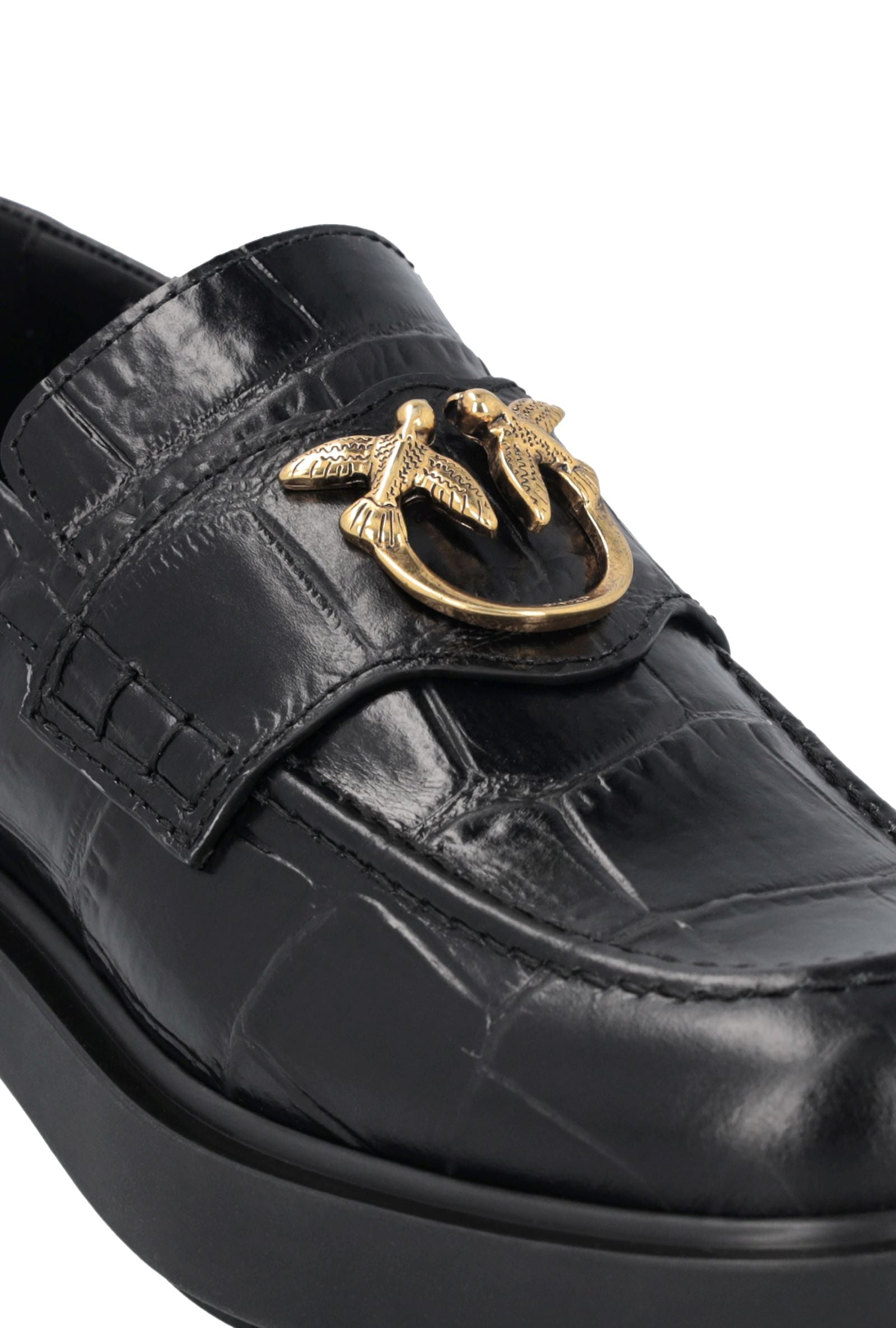 Crocodile Effect Loafers with Logo