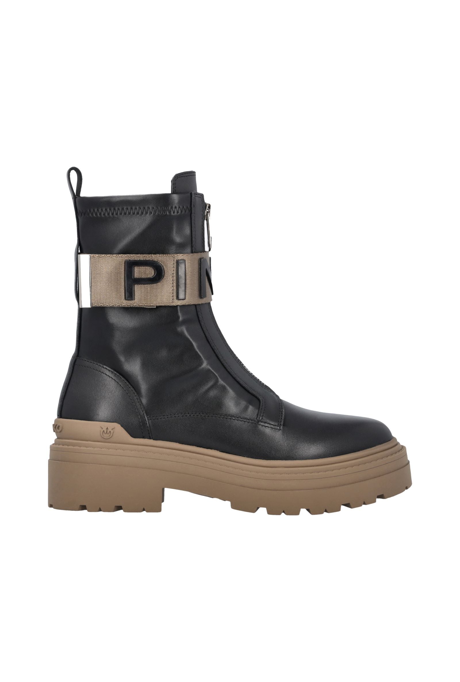 Botas militares de piel con cinta con logo