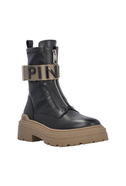 Botas militares de piel con cinta con logo