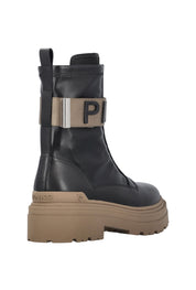 Botas militares de piel con cinta con logo