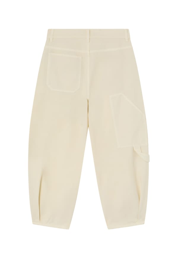 Cotton Canvas Crop Balloon Pants