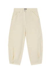 Cotton Canvas Crop Balloon Pants