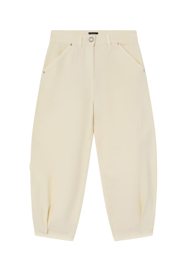 Cotton Canvas Crop Balloon Pants