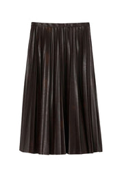 Faux Leather Pleated Skirt