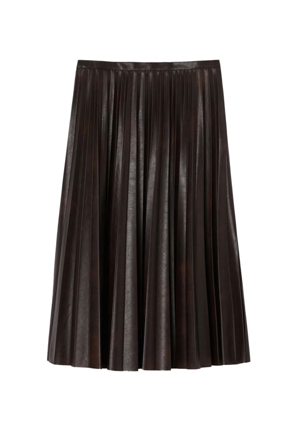 Faux Leather Pleated Skirt