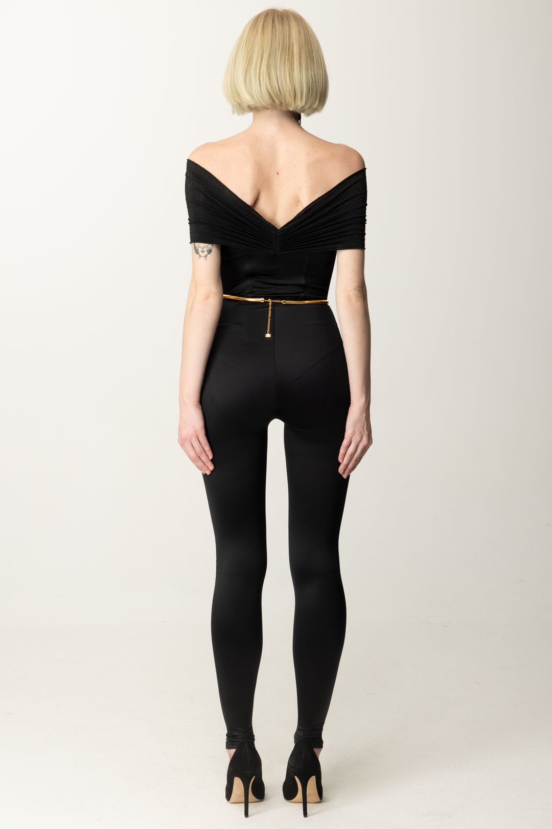 Lycra Jumpsuit with Belt and Lurex Insert