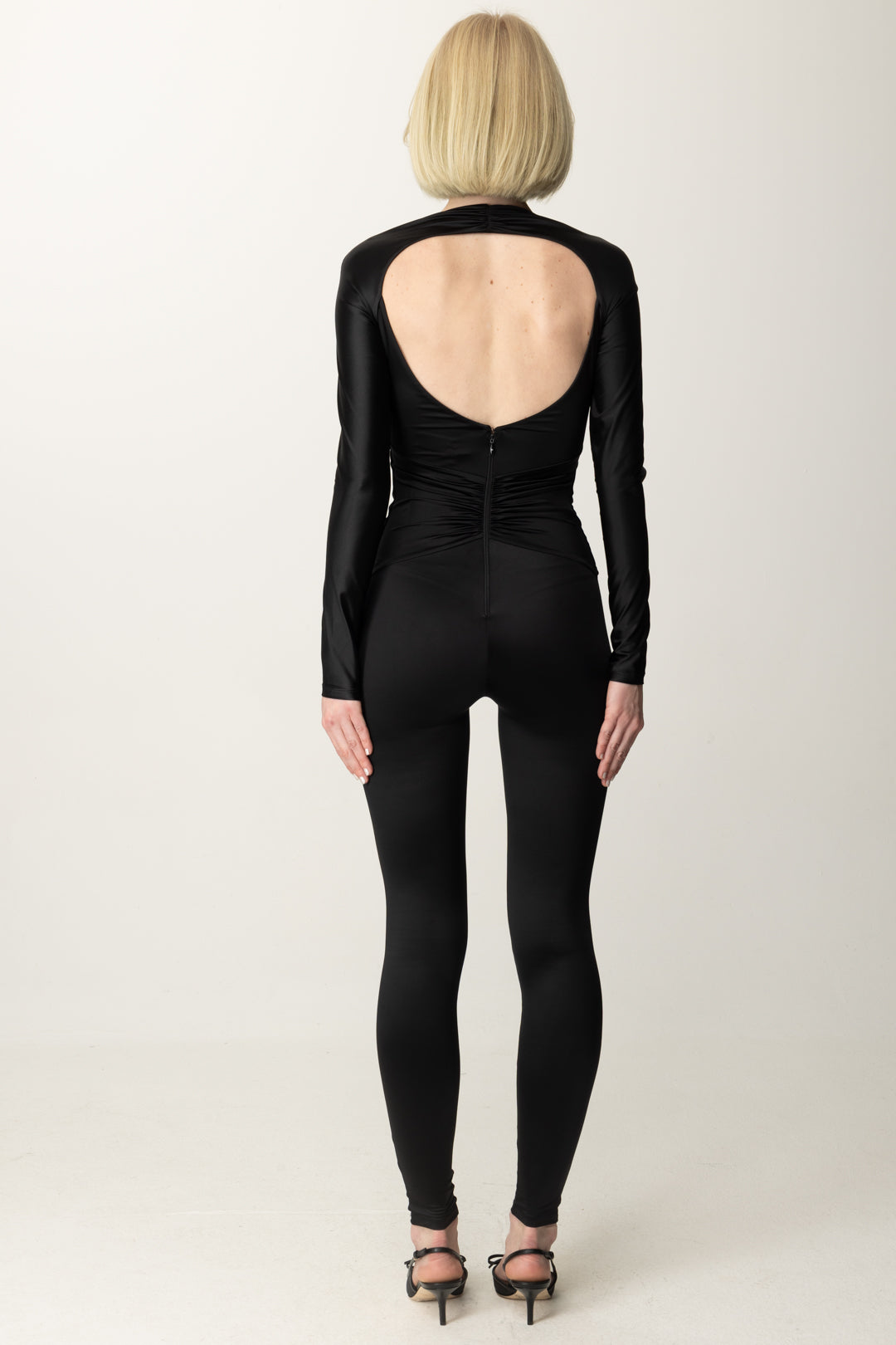 Long Lycra Jumpsuit with Jewel and Cut-out