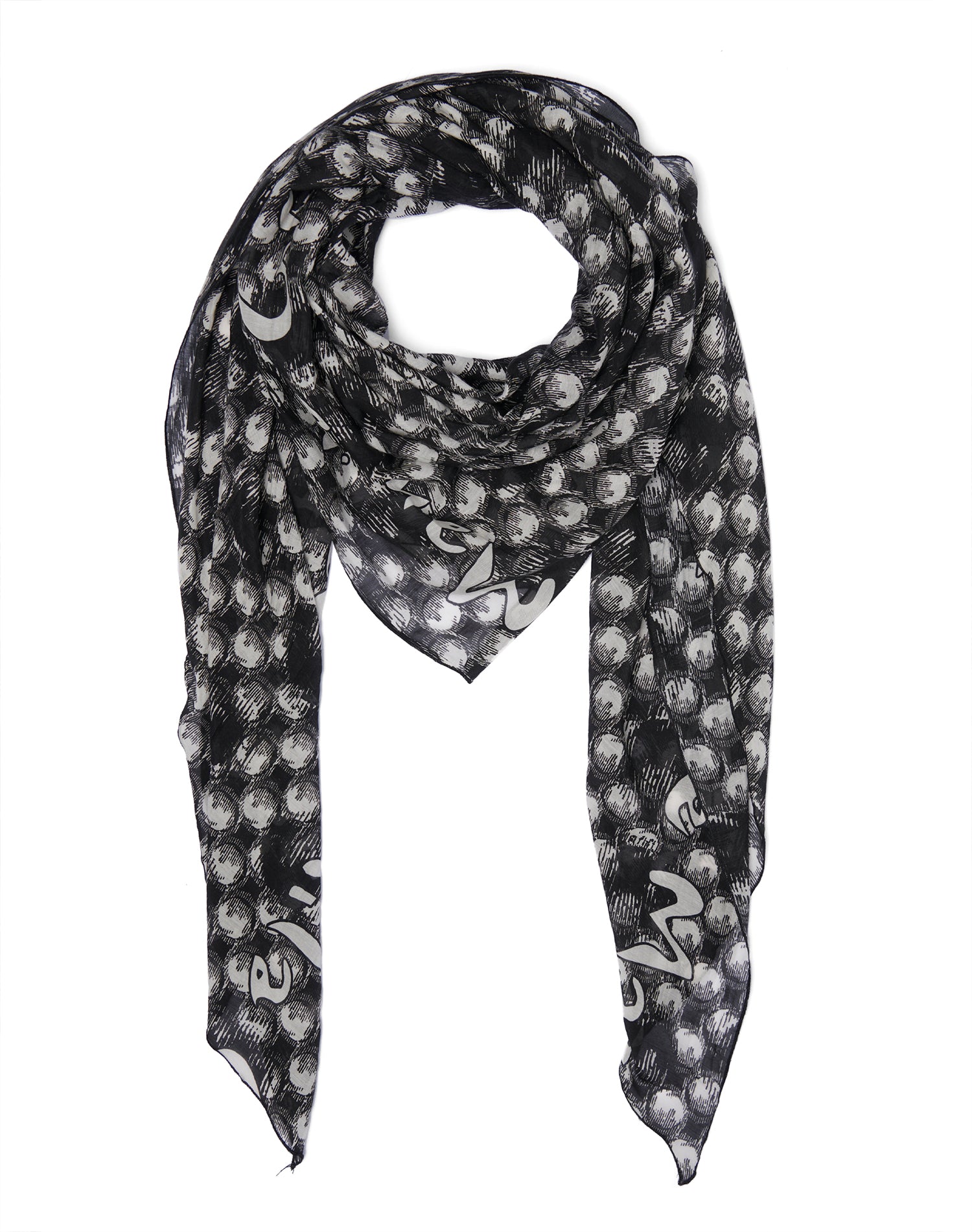 Printed Trapeze Silk and Cotton Scarf