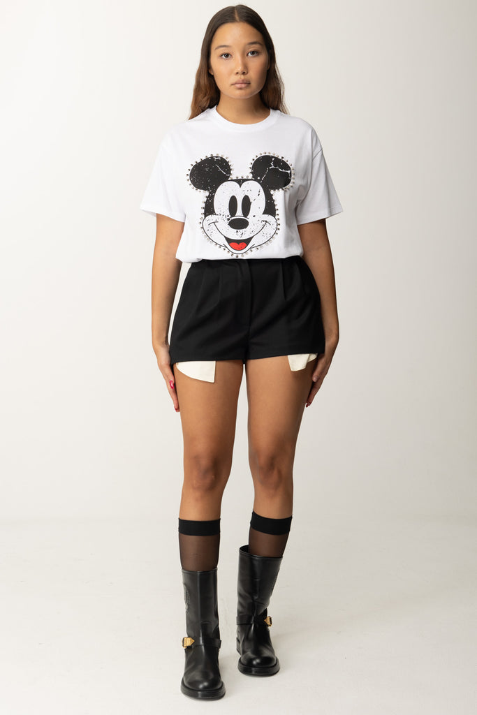 T-shirt con Stampa Mickey e Borchie Aniye By White