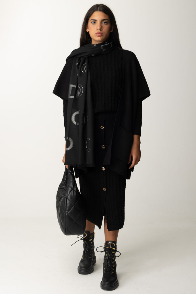 Poncho in maglia Twinset Nero