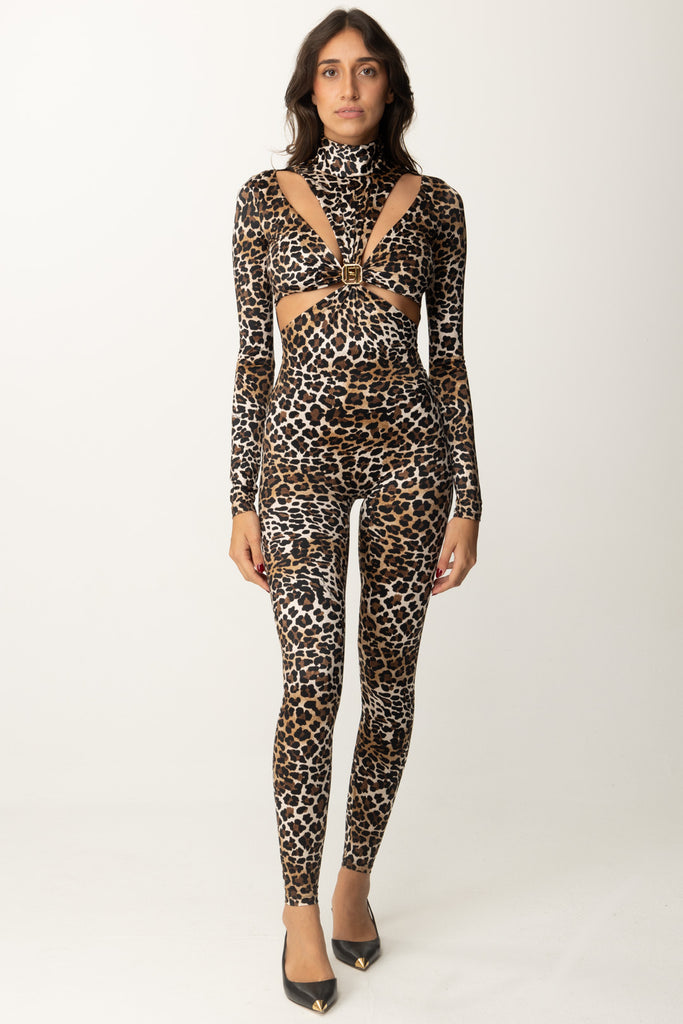 Elisabetta Franchi Tuta Stampa Animalier con Cut-out TUS3247E2 ANIMALIER