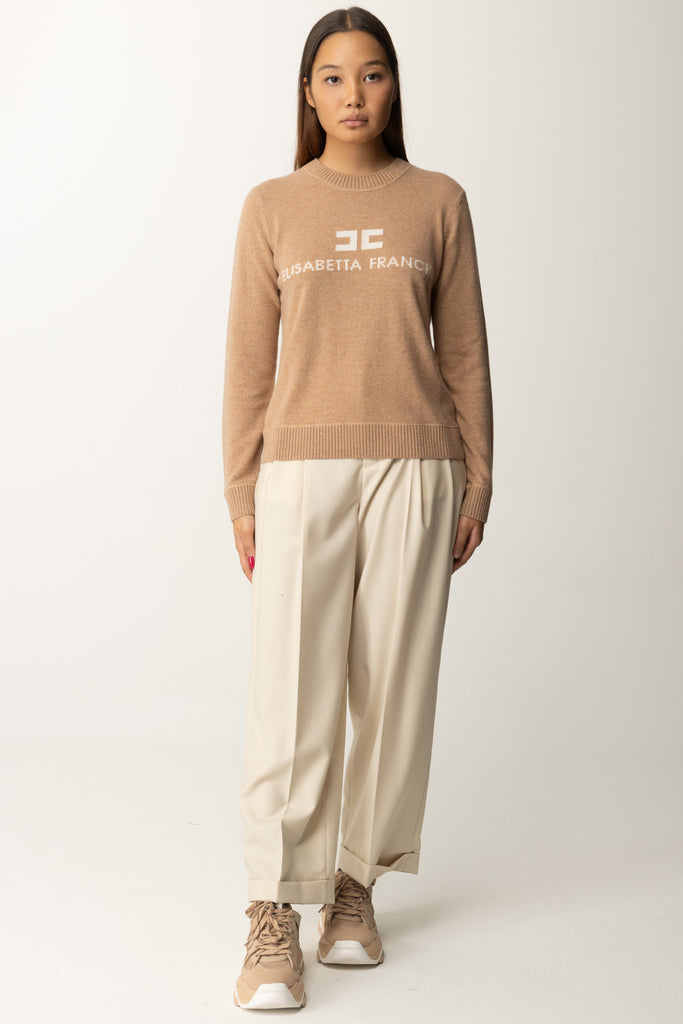 Pullover In Misto Cashmere Elisabetta Franchi Camel Melange