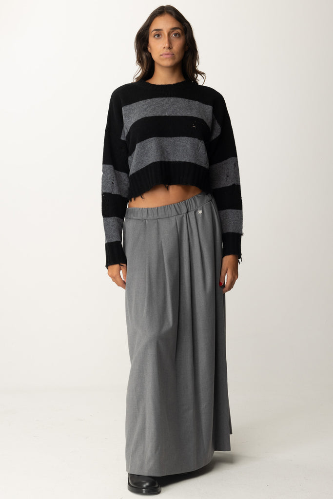 Pullover Crop Courtney 181001 BLACK-GRAY Gonna Maxi Tessa 181493 GRAY Aniye By