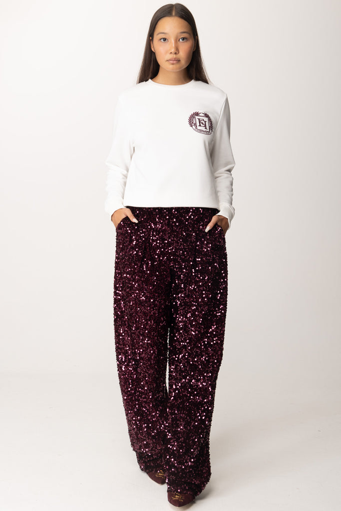 Felpa In Cotone  MD00446E2 Avorio Pantaloni in ciniglia full paillettes PA06347E2 Rouge Noir Elisabetta Franchi