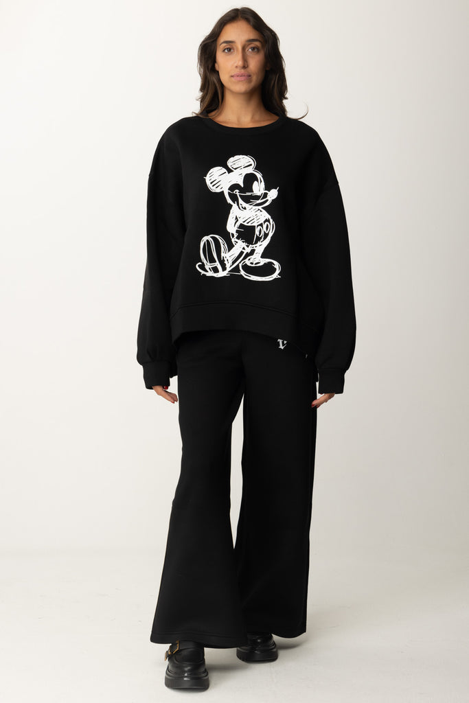 Felpa con Stampa Mickey 181478 BLACK Pantaloni Jogging Stella 181496 BLACK Aniye By 