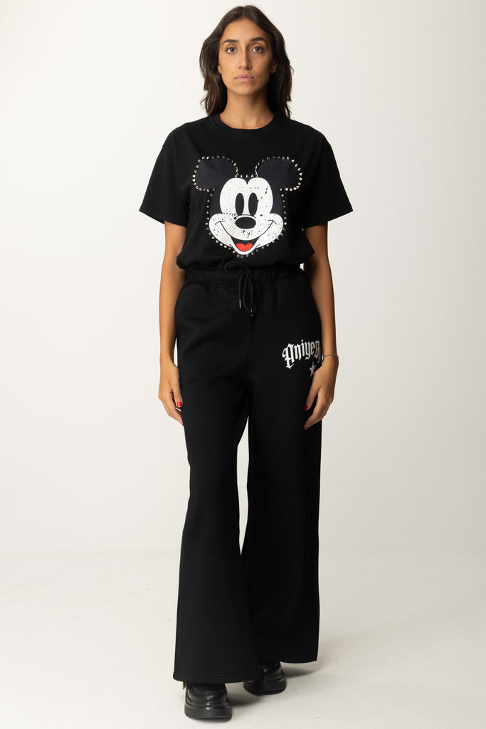 T-shirt con Stampa Mickey e Borchie 181504 BLACK Aniye By