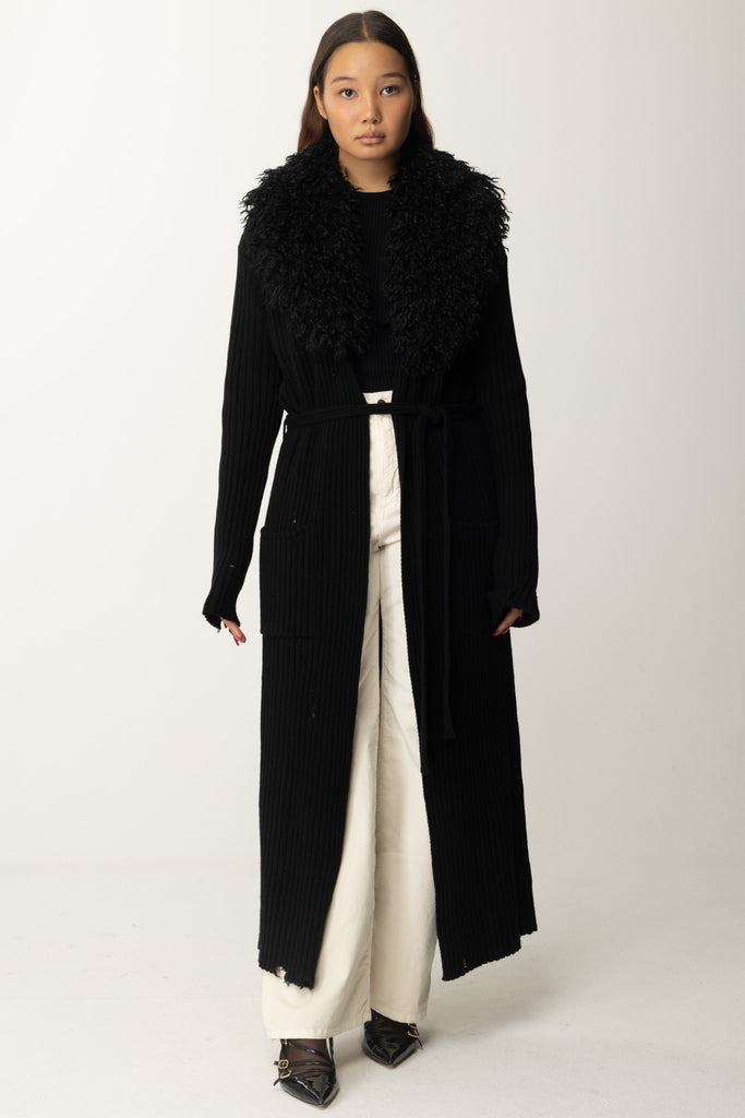 Cappotto In Maglia con Collo In Pelliccia Kate Aniye By Black