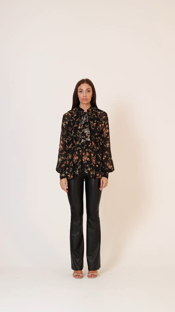 Aniye By Blusa Bobby a Fiori con Rouches 181750 BLACK BLOOM