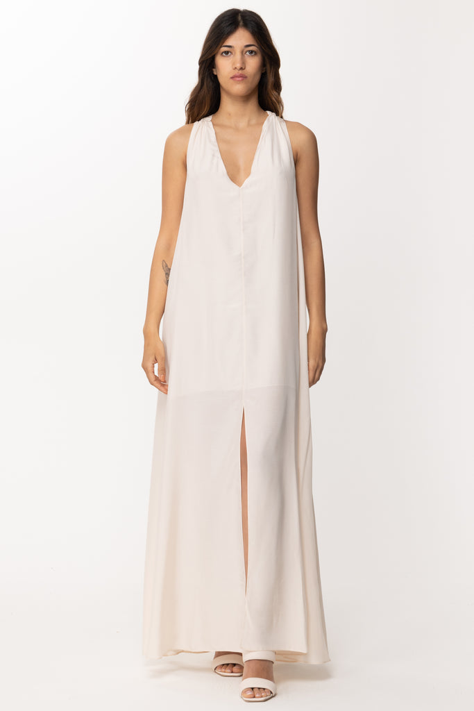 Patrizia Pepe Maxi Abitio con Spacco 2A2570 A057 LINEN WHITE