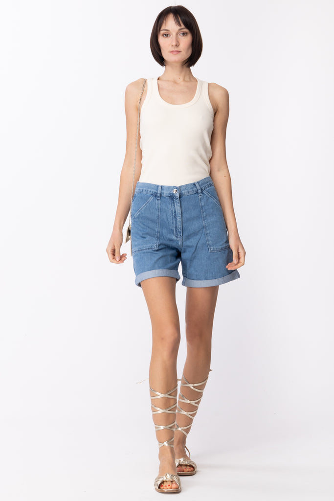 Patrizia Pepe Shorts In Denim con Tasche 2P1478 D9A0 BLEACHED TENCEL WASH