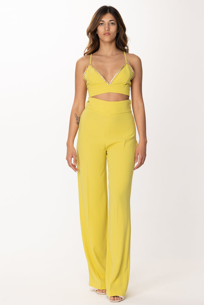 Dramèe Crop Top con Strass DRSS23117 GIALLO