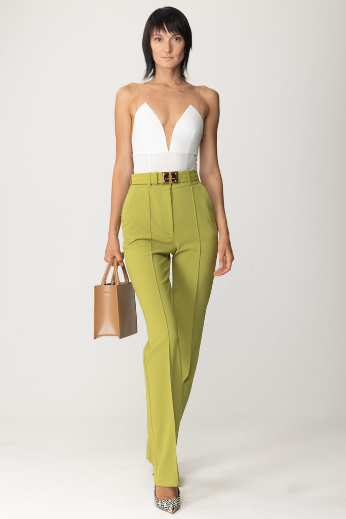 Elisabetta Franchi Pantaloni con Cintura Logata PA01736E2 OLIVE OIL