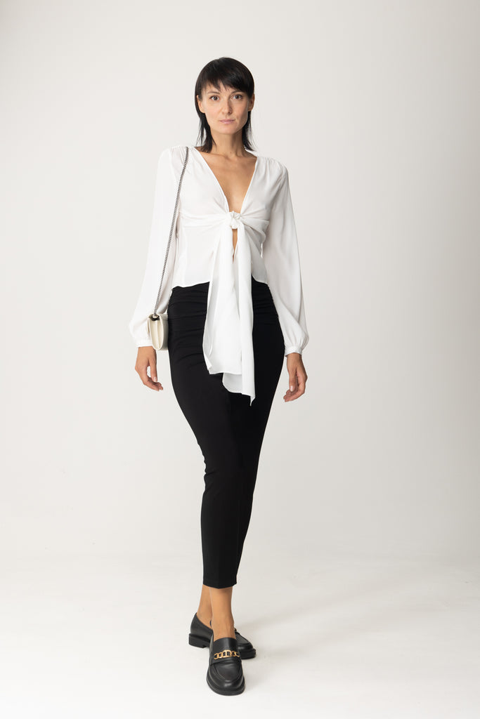 Pinko Blusa con Nodo 101588 8889 BIANCO-BIANCANEVE