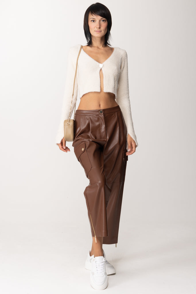 Simona Corsellini Pantaloni Wide Leg con Tasche e Zip A23CPPA001 TOFFEE