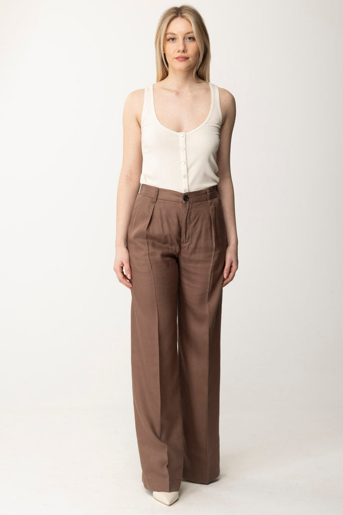 Pinko Pantaloni Wide Leg 102890 A1JI L74 MARRONE CASTANO