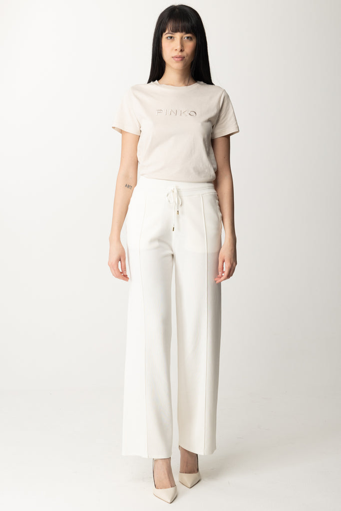 Pinko Pantaloni Stile Joggers Wide Leg 102813 A115 Z04 BIANCO BRILL.