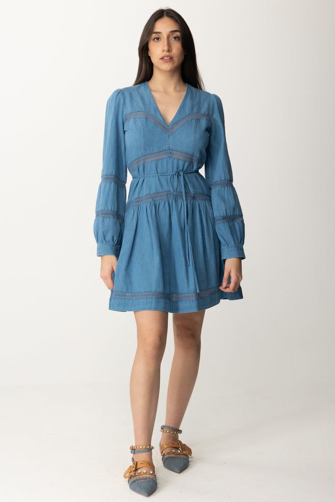 Twin-set Mini Abito In Denim con Cut Out e Ricami 241TP2690 DENIM MEDIO