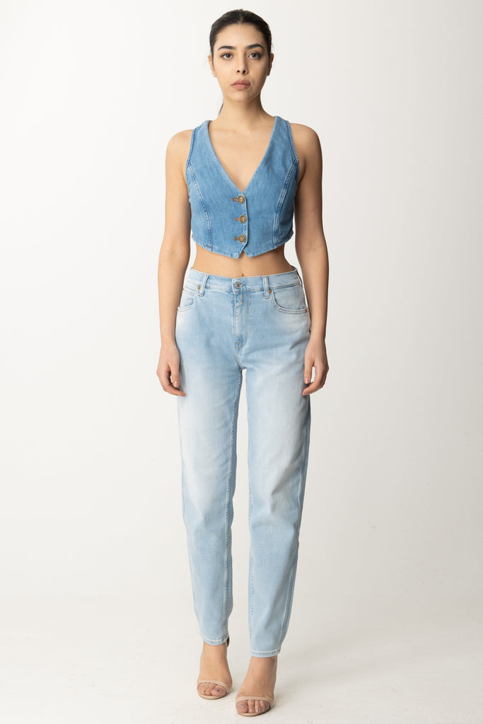 Twin-set Gilet Cropped In Denim 241TP2632 DENIM MEDIO