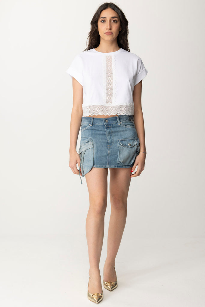 Twin-set T-shirt Crop con Passamanerie 241TT2263 BIANCO OTTICO