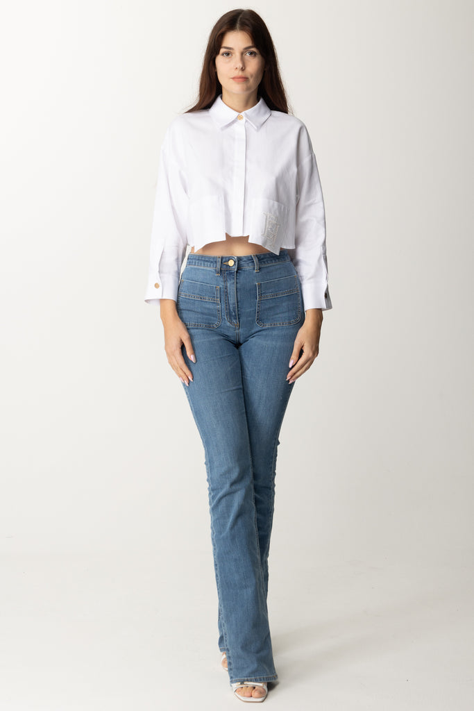 Elisabetta Franchi Camicia Cropped CA02941E2 BIANCO