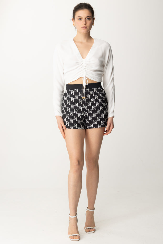 Elisabetta Franchi Shorts Stampati con Logo In Vita SHS0141E2 NERO/BURRO