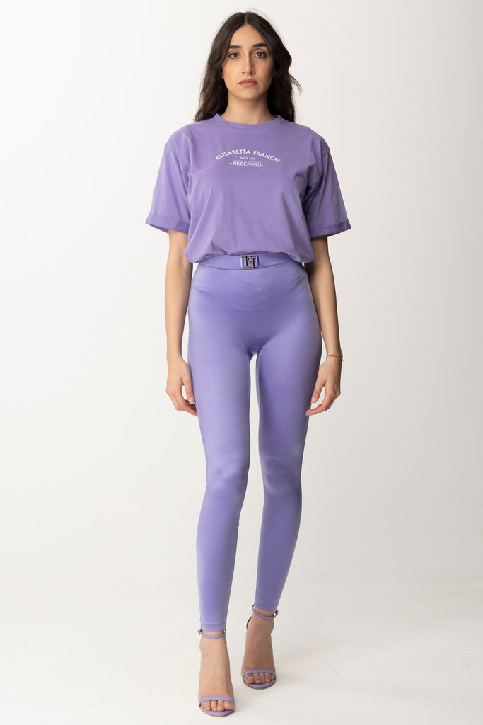 Elisabetta Franchi Leggings In Lycra con Logo PA04842E2 IRIS