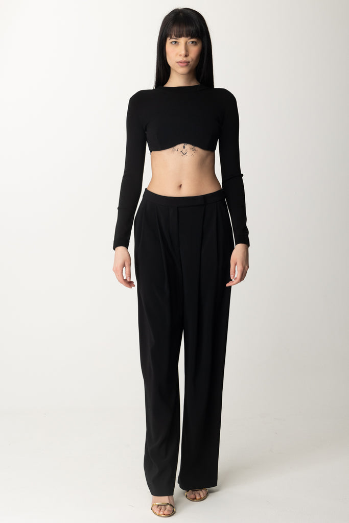 Elisabetta Franchi Crop Top In Maglia MK47S41E2 NERO