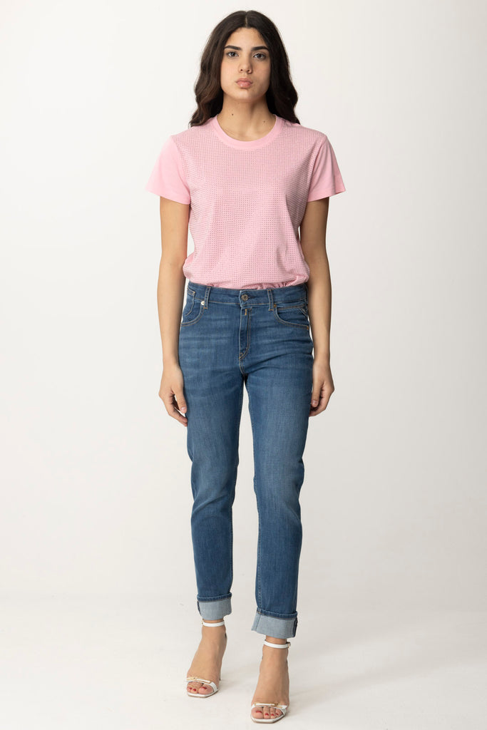 Patrizia Pepe T-shirt con Strass 8M1593 J183 FRESH PINK WASH