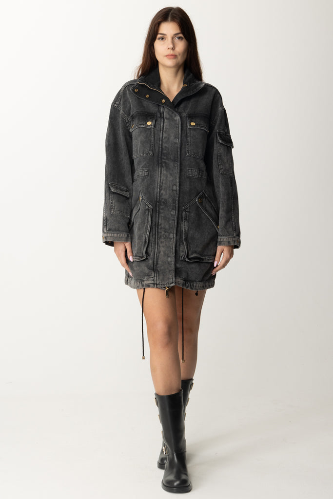 Elisabetta Franchi Parka Over In Denim BJ28N41E2 PERLA