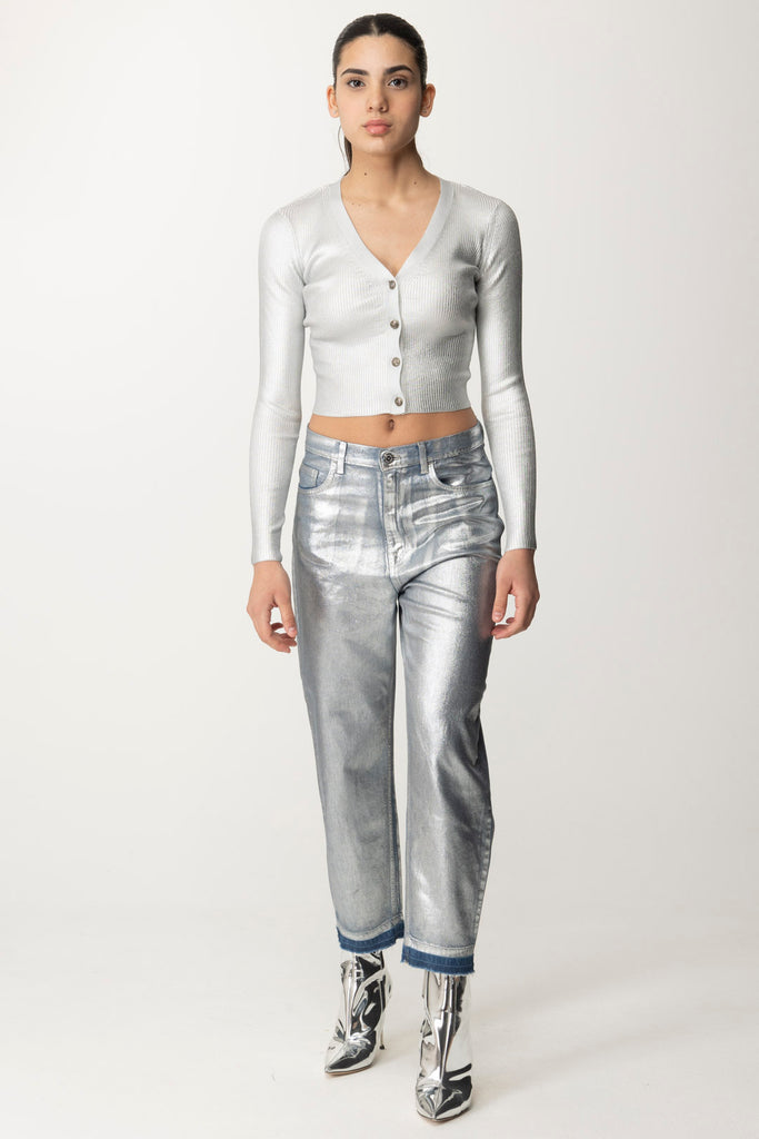 Elisabetta Franchi Jeans Boyfriend Laminati PJ48D41E2 SILVER