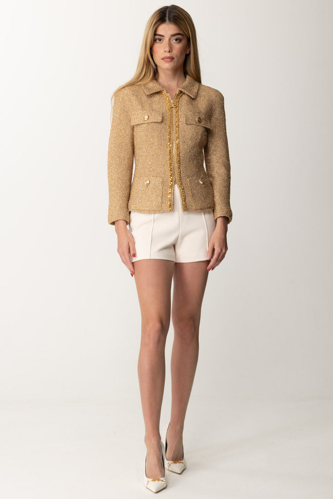 Elisabetta Franchi Shorts con Placca Logata SHT0141E2 BURRO