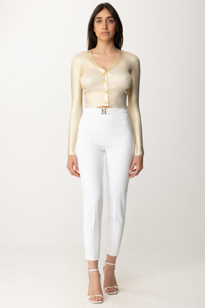 Elisabetta Franchi Cardigan Cropped Laminato MK45S42E2 ORO